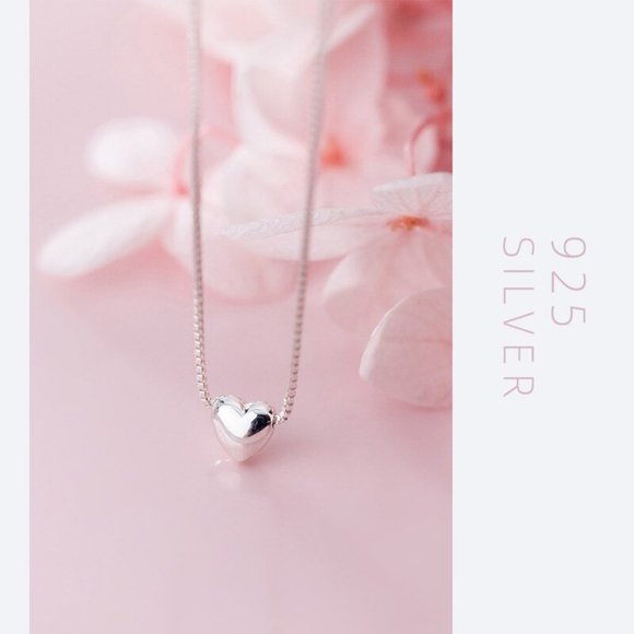 Dainty Romantic Heart Pendant Necklace Sterling Silver For Women - Picture 4 of 8